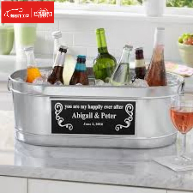 SMVP Ice Bucket Outdoor European Ice Bucket Home Bar Commercial Outdoor Oval Large Ice Bucket Stainless Steel Champagne Bucket Red New Retro Hemp Rope Handle Length 49 Height 24.