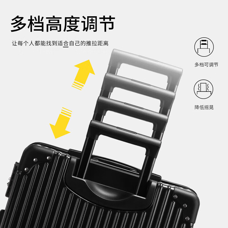 Cardile crocodile suitcase men's trolley case large capacity suitcase student password box women's business leather suitcase Muyun black anti-collision corner + solid box 24 inches standard size - single person travel 5-7 days
