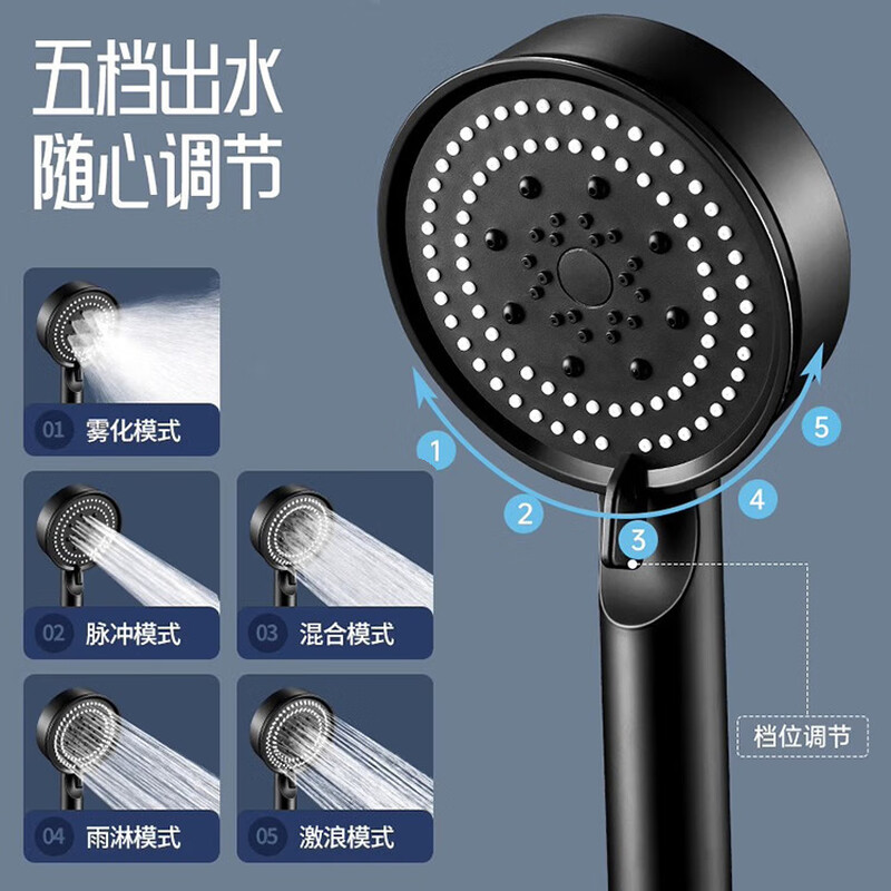 OthersTurbo shower head super pressure large water output bathroom shower head shower shower head elegant blue hair dryer shower head