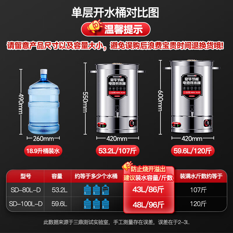 Sanding electric heating bucket water boiler commercial boiling bucket milk tea shop household stainless steel insulated hot water bucket large capacity cooking bucket anti-dry burning confinement bucket thickened SD-80L-D