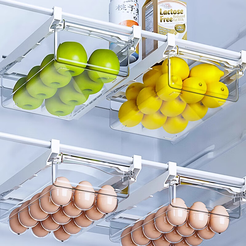 Home KATEI STORY Japanese egg storage box hanging drawer egg box refrigerator crisper food grade special storage box artifact county hanging egg box telescopic 30-45cm 1 pack