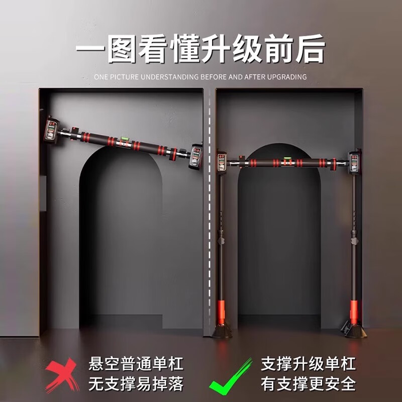 REXL hanging bar horizontal bar pull-up device indoor home single bar training family floor-standing hanging bar fitness frame without drilling 115-150cm wall distance installation-support upgrade