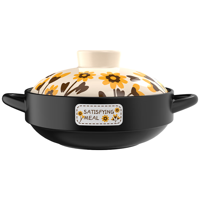 Kangshu Sunflower Casserole Combination Pack Buy One Get One Free Dry-cooked Non-Cracking Stew Pot for Household Gas Stoves Can Use Large Capacity Casserole Sunflower Casserole Buy One Get One Free 2500+ 1000ml