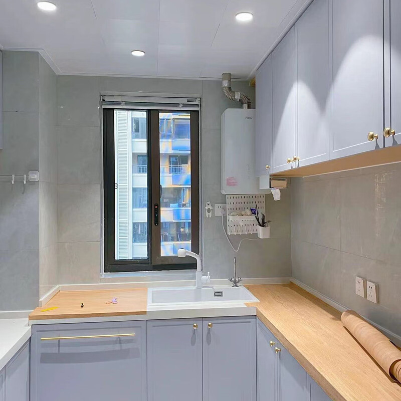 Kezitu customized kitchen cabinets and countertops renovated solid wood texture anti-solid wood grain slate quartz stone stainless steel self-adhesive environmentally friendly