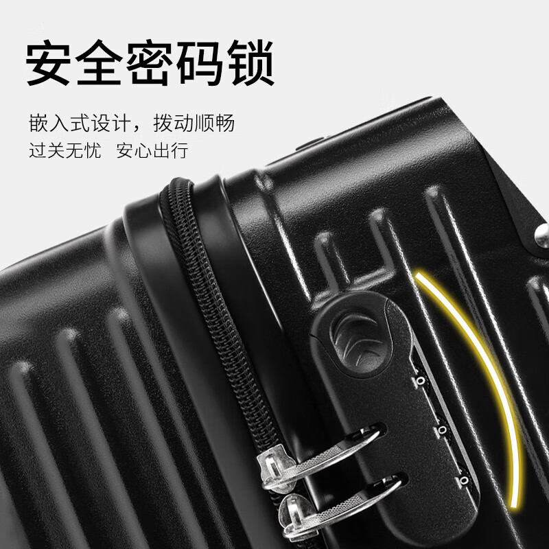Cardile crocodile suitcase men's trolley case large capacity suitcase student password box women's business leather suitcase Muyun black anti-collision corner + solid box 24 inches standard size - single person travel 5-7 days
