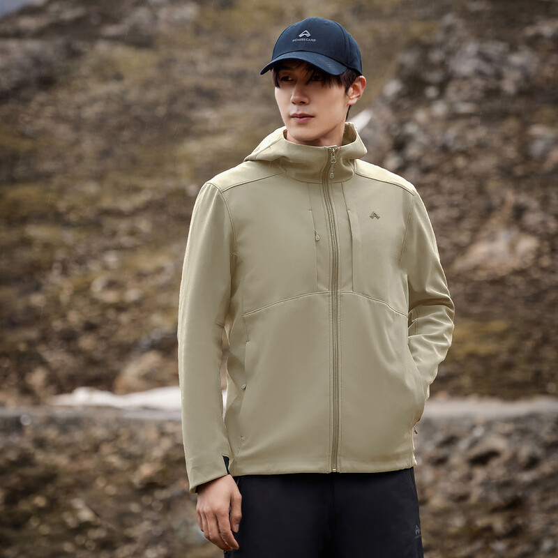 Pathfinder hooded soft shell jacket for men, outdoor sports mountaineering hiking jacket, spring and autumn men's jacket