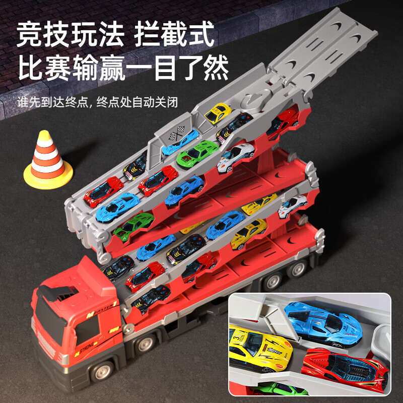 Enbe family children's toy car 3-6 year old boy alloy car ejection rail transport fire deformation truck New Year gift