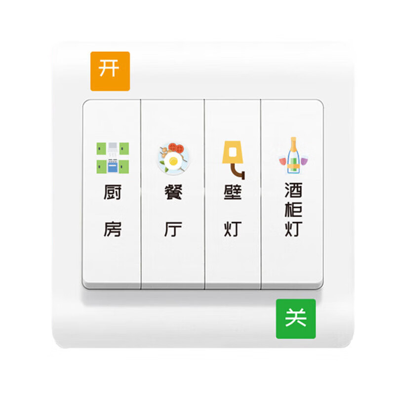 Moufu (CNMF) Jingcang Suda switch identification stickers, luminous identification stickers, distribution box label stickers, socket indication stickers (luminous type A, 2 sheets)