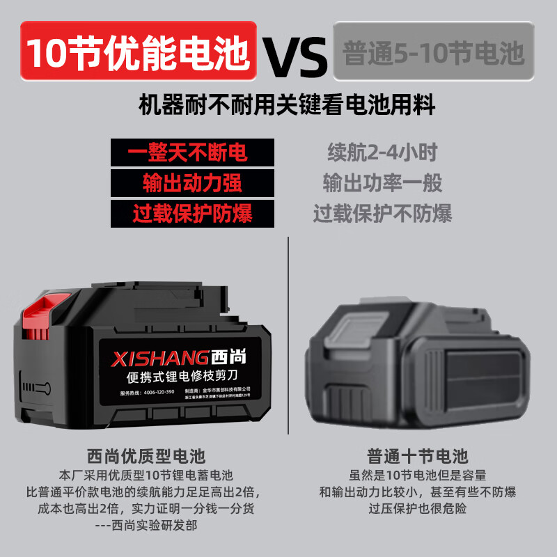 Xishang electric pruning shears brushless motor fruit tree rechargeable pruning branches lithium battery gardening electric shears garden heavy shearing digital display model (opening 5CM) two batteries and one charge