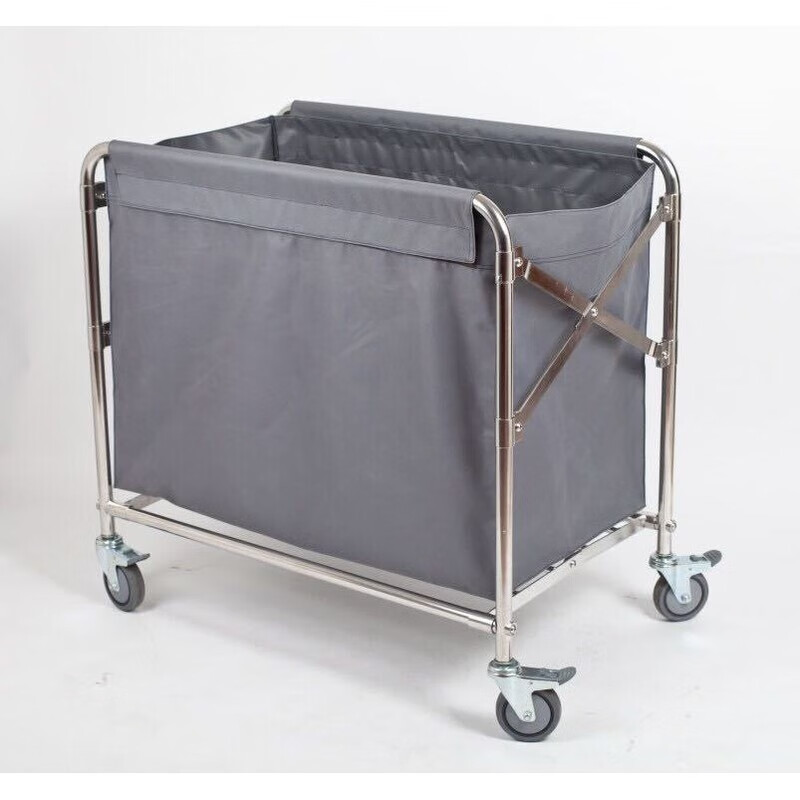 Linen cart folding stainless steel collection trolley cleaning room entrance cart hotel room service cart work cart blue