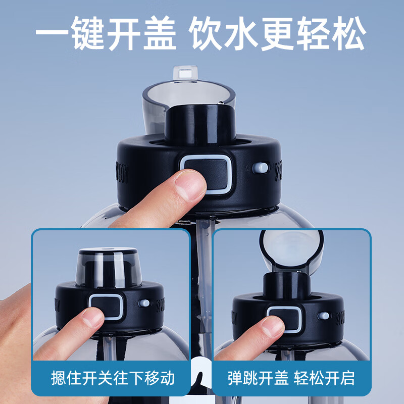 Mijia Ecological Chain Large Capacity Water Cup Boys Sports Water Bottle Ton Bucket Fitness Day Bucket Women Summer Tritan High Resistance Gray Imported Tritan + Straw 150 1500ml