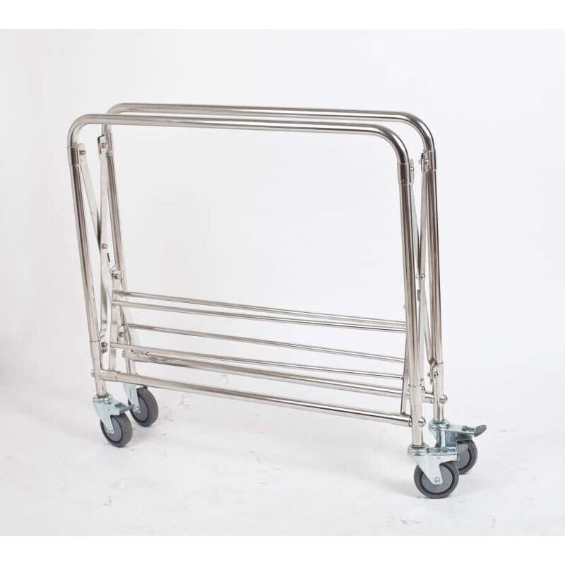 Linen cart folding stainless steel collection trolley cleaning room entrance cart hotel room service cart work cart blue