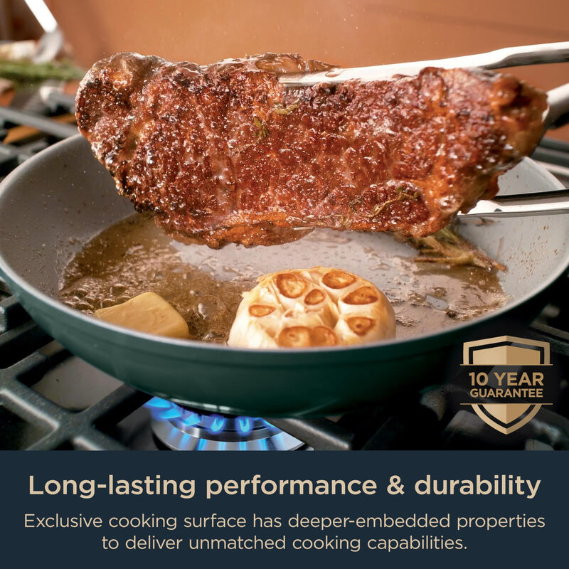 NINJA 11-piece ceramic non-stick pot set, suitable for induction stove and oven, glass pot lid