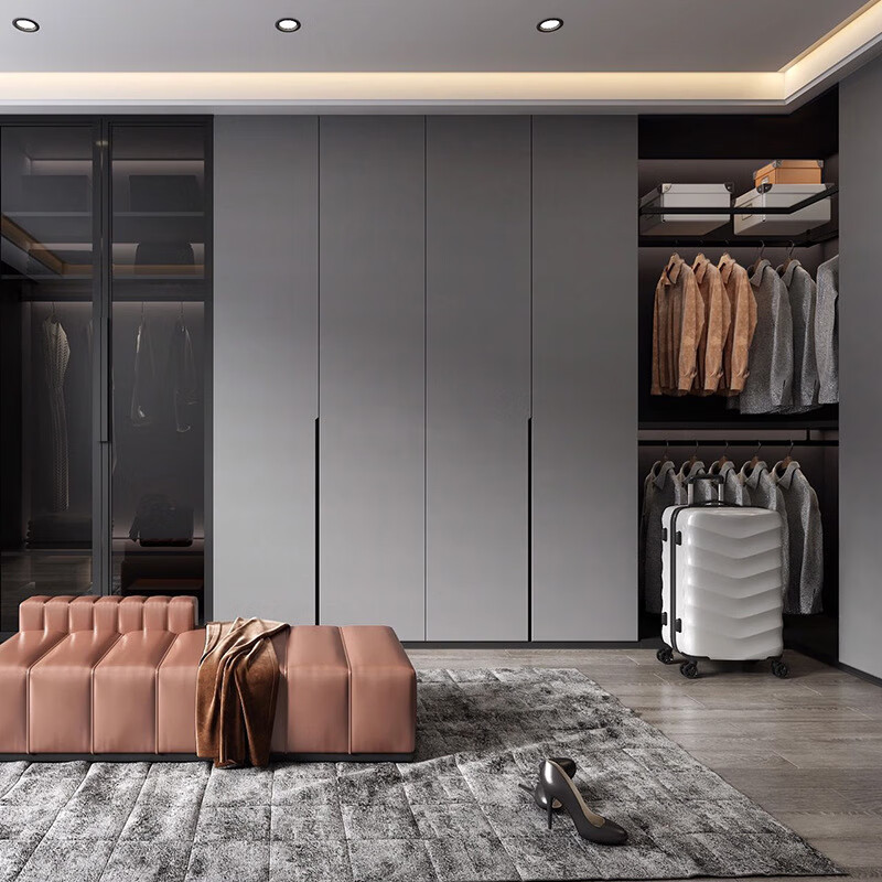 Kezitu customized Guangzhou Foshan solid wood sideboard whole house customized factory furniture one door to top modern simple wardrobe Bansen Yuan Ace E0 multi-layer board cabinet + E0 European pine square meters