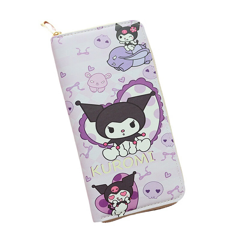 Chenwen Children's Wallet Long Wallet Female Cartoon New Valentine's Day Mobile Phone Wallet Zipper Card Bag Clutch Bag Coin Purse Long Wallet Black Bow Kulomi