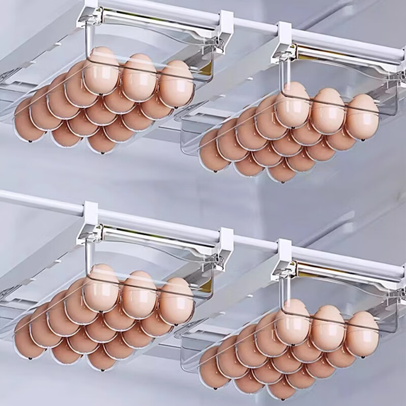 Home KATEI STORY Japanese egg storage box hanging drawer egg box refrigerator crisper food grade special storage box artifact county hanging egg box telescopic 30-45cm 1 pack