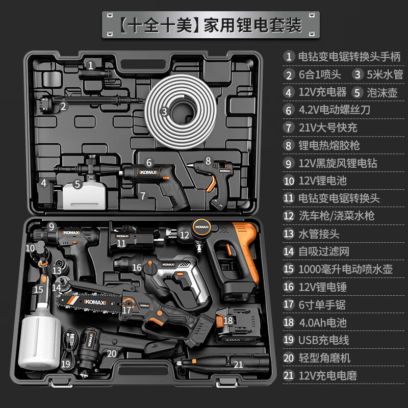Comes household electric drill power tool set hardware electrician woodworking special repair multi-functional tool box complete set perfect household lithium battery set