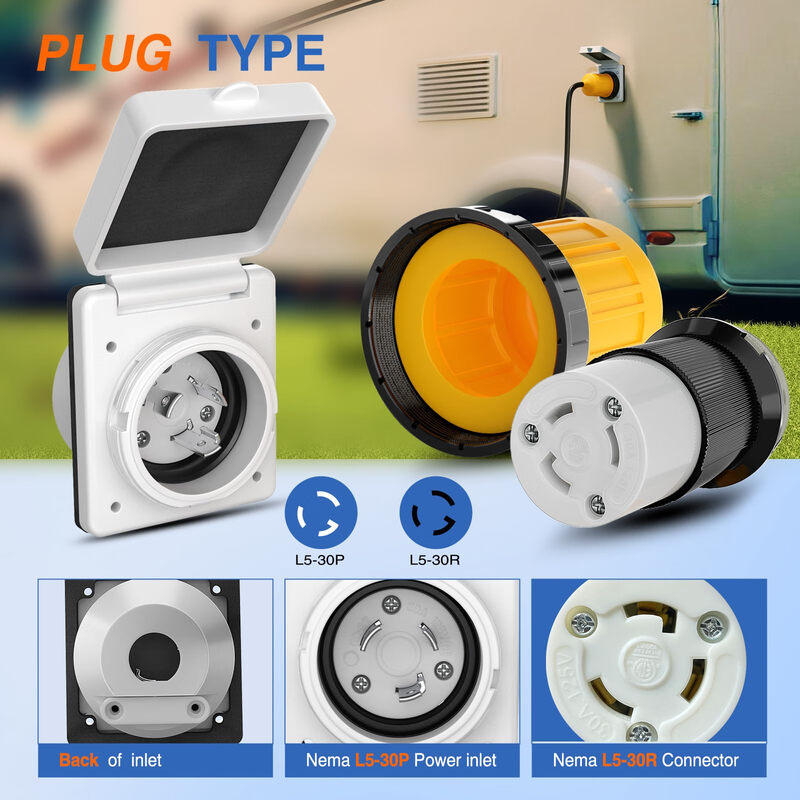 Nilight 30A RV power plug kit, waterproof and dustproof, ETL certified, 125V interface