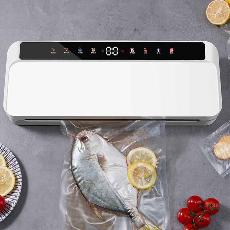 Jingyan double pump high suction vacuum sealing machine household fully automatic vacuum machine commercial food packaging machine wet and dry fresh-keeping machine high suction packaging machine plastic sealing machine noble white one-touch touch | 70kpa strong suction | continuous working |