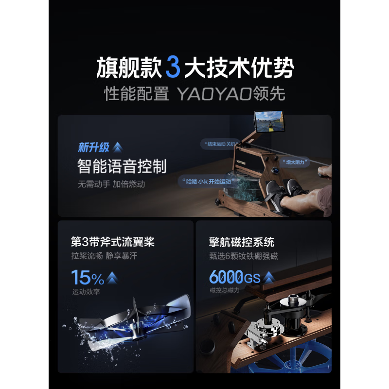 MOKFITNESS rowing machine house of cards water magnetic dual resistance household smart folding water resistance rowing machine magnetic resistance fitness device standard version