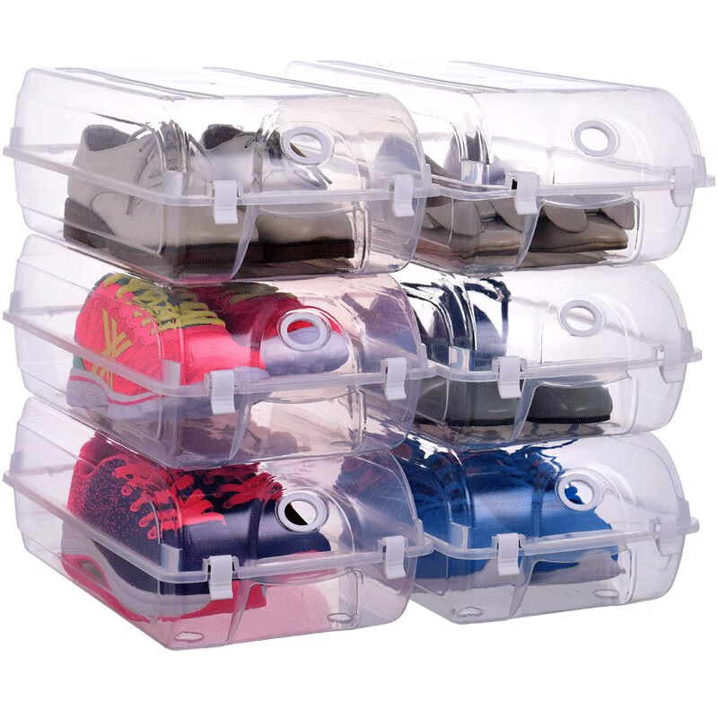 Naiben shoe storage rack space-saving multi-layer household dust-proof shoe box storage box transparent plastic shoe box storage drawer type L size 10 pieces - Maca blue within 45 yards