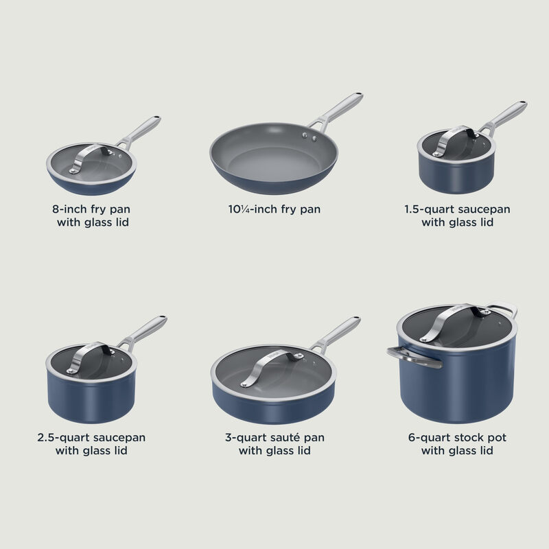 NINJA 11-piece ceramic non-stick cookware set, suitable for all stoves, high temperature resistant glass lid