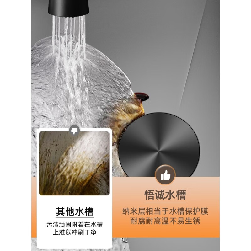 JOMOO suitable for gun gray small sink single tank stainless steel kitchen small size under counter basin western kitchen island bar fan (gun gray) 42*35 with pull-out hot and cold faucet