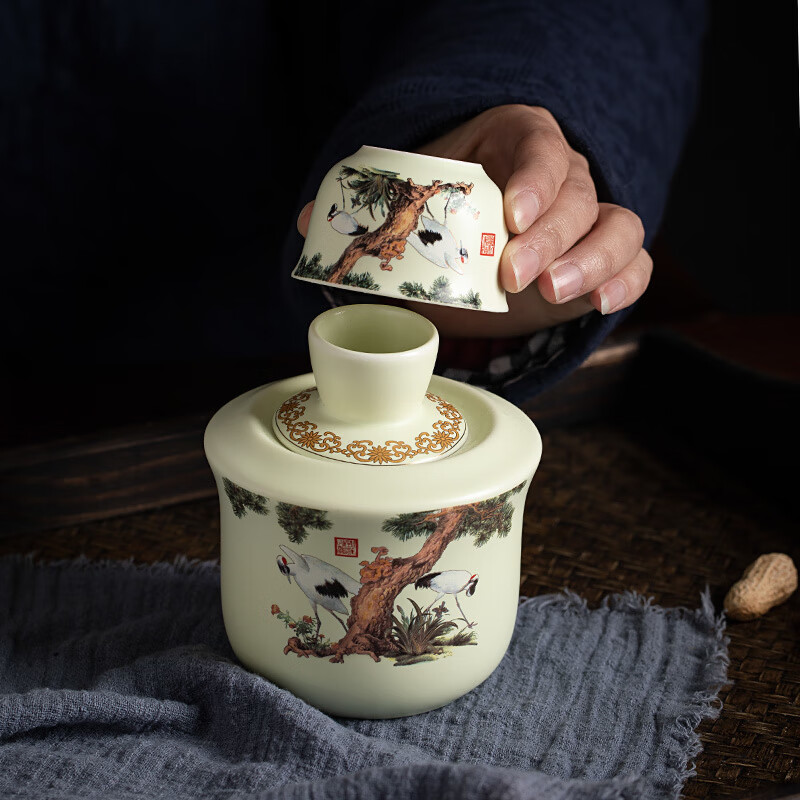 Huanjin Jingdezhen ceramic rice wine warmer wine jug wine warmer wine jug household white wine wine cup warmer jug customized 2 liang solid color matte white with 1 cup