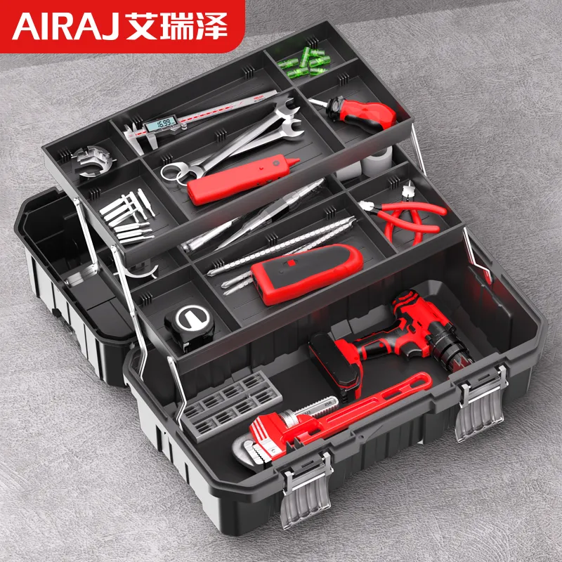 Arrizo tool box three-layer folding multi-layer multi-function storage box car household electrician hardware storage box storage box flagship model 22-inch reinforced three-layer folding tool box