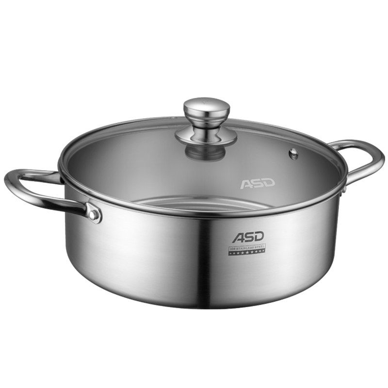 ASD (ASD) hot pot 304 stainless steel hot pot household kitchen soup pot shabu-shabu one pot multi-purpose gas open flame induction cooker universal cyclone double bottom clear soup hot pot 30cm