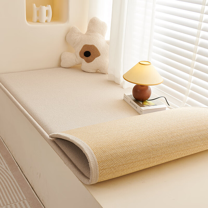 Di Zhuoyi Teddy velvet double-sided bamboo mat bay window mat window sill mat thickened new four-season balcony sponge cushion customization double-sided bay window mat - milk coffee color (liang bamboo + teddy velvet) custom shot/contact customer service