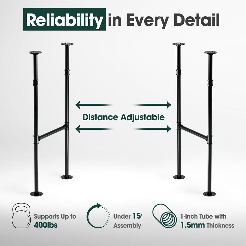 Yes4All Industrial style H-shaped metal table legs 2 pieces 96cm high black coating DIY table frame