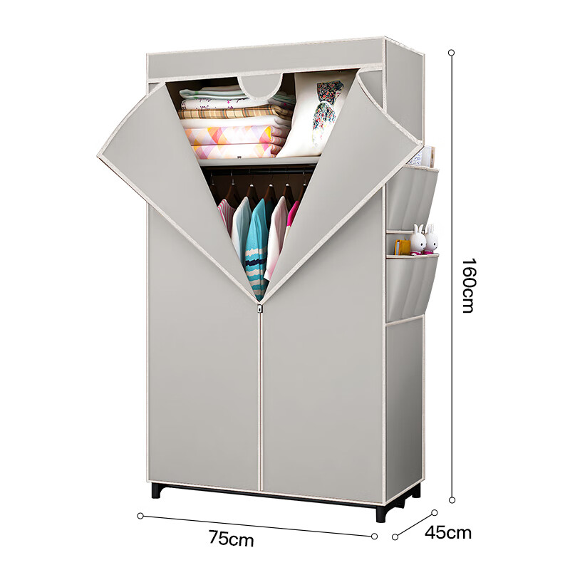 Yicai Nianhua Wardrobe Simple Full Steel Frame Fabric Wardrobe Rental Bedroom Single Wardrobe Hanger Floor Wardrobe 032