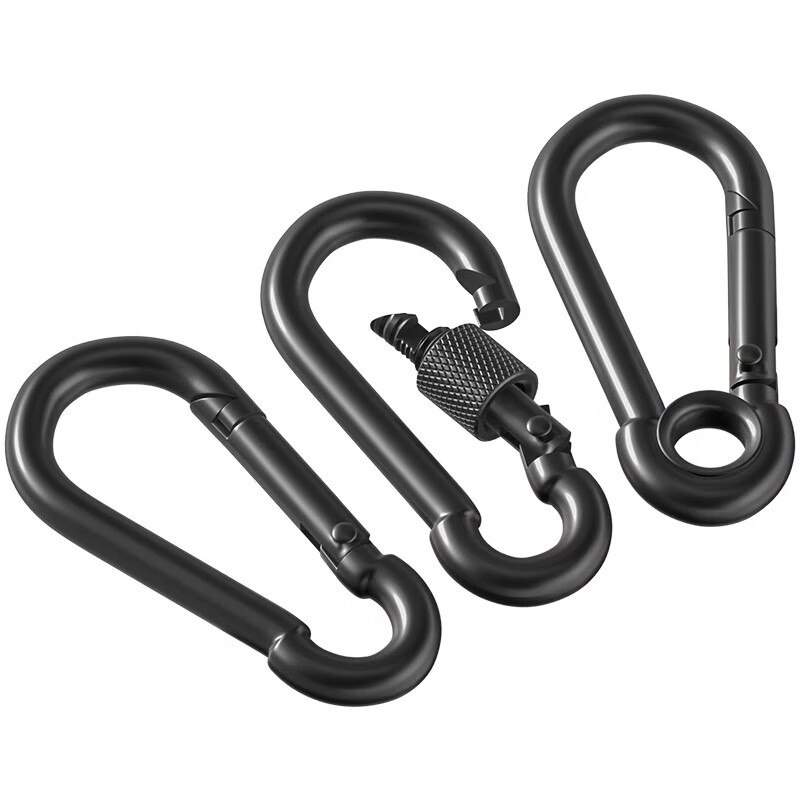 Tianzhuo Hardware black 304 stainless steel spring buckle carabiner safety buckle key chain hoist buckle nut belt ring buckle dog chain buckle M6 (standard type)-2 pieces