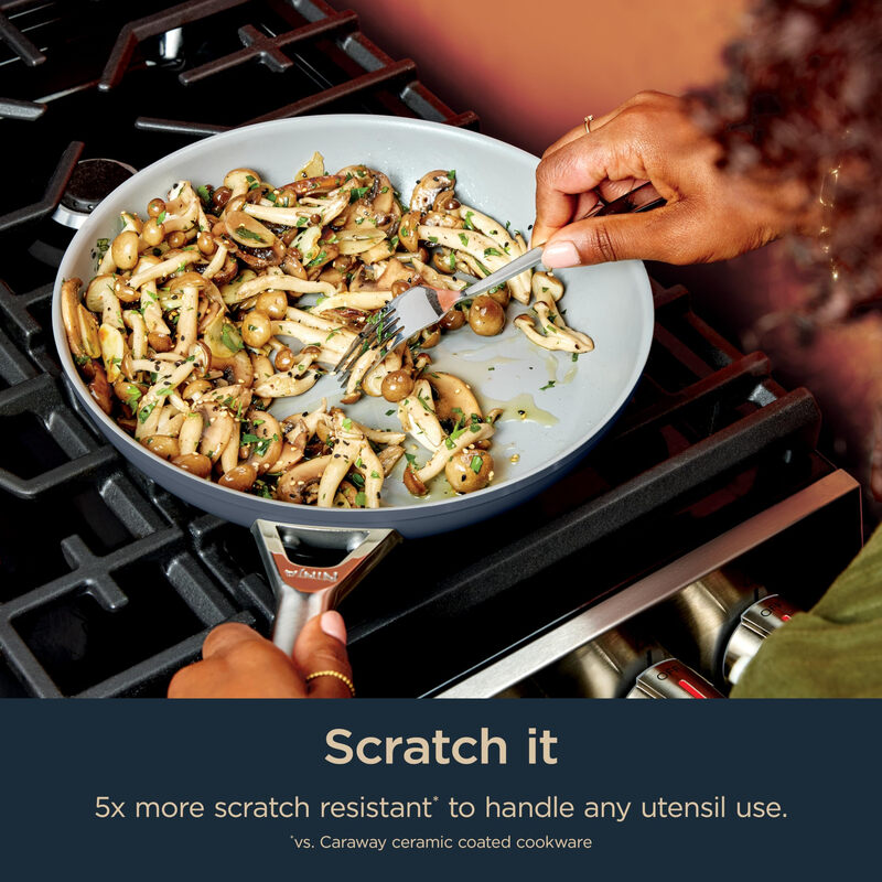 NINJA 11-piece ceramic non-stick cookware set, suitable for all stoves, high temperature resistant glass lid