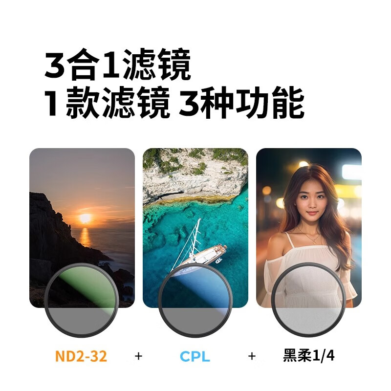 Zhuoer three-in-one filter 18-layer film adjustable light reduction filter ND2-32 variable nd filter cpl polarizer-KF01.2914V1