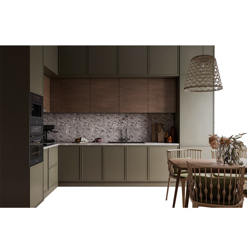 Huili De Jimei Si Xian cabinet overall Nordic solid wood integrated kitchen L-shaped open kitchen cabinet design customization appointment measurement design 1 meter