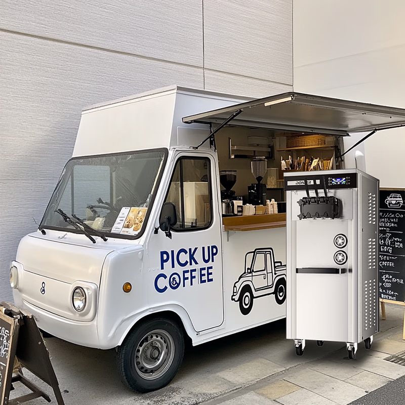 Donper commercial ice cream machine vertical soft ice cream machine cone machine fully automatic milk tea shop equipment ice cream machine CKX400 mobile power supply 8 degrees