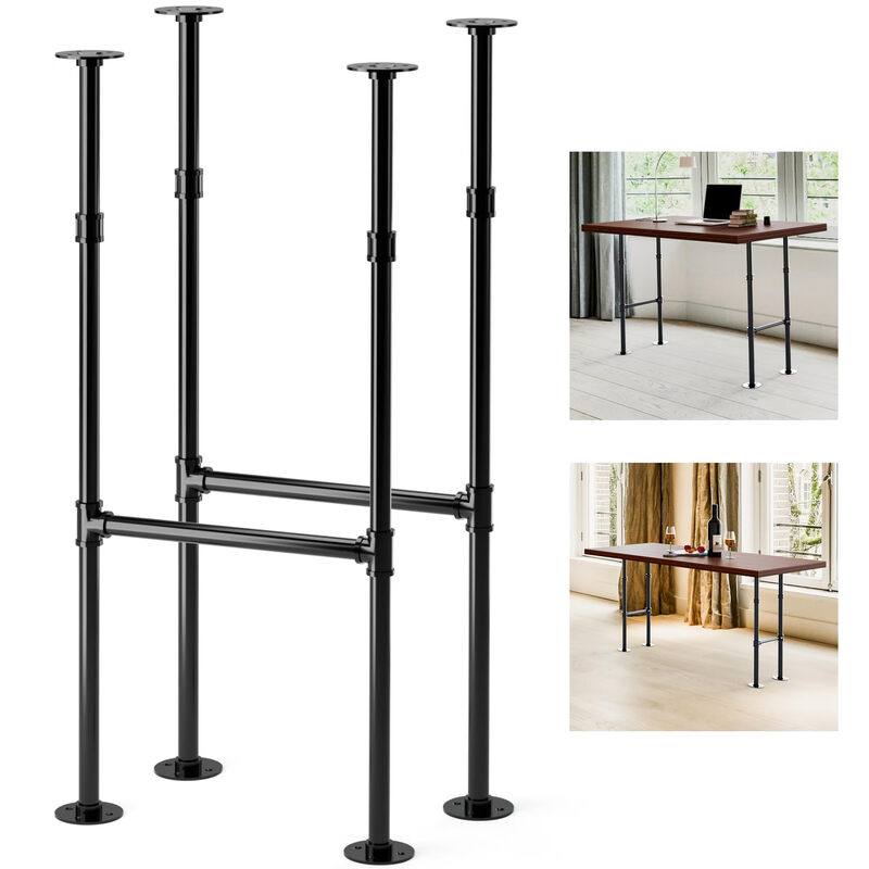 Yes4All Industrial style H-shaped metal table legs 2 pieces 96cm high black coating DIY table frame