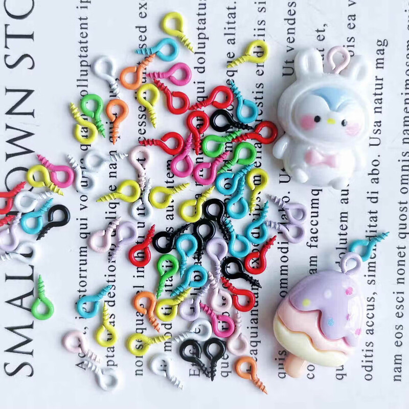 Colored sheep's eye nails, self-tapping screws, rings, rings, hooks, pendants, diy keys, toys, metal fasteners, colored sheep's eye nails - mixed colors - 100 pcs/bag
