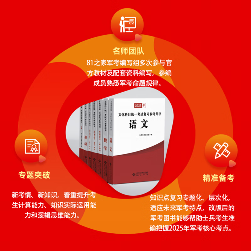 Official genuine study materials for preparing for the 2026 military examination review examination National Defense Industry Press Military examination materials PLA academy examination materials Armed police officer academy examination materials Intensive exercises and simulation test questions Military examination real questions China Rongtong Culture and Education Group Military Examination Series Series College textbooks Registration guide