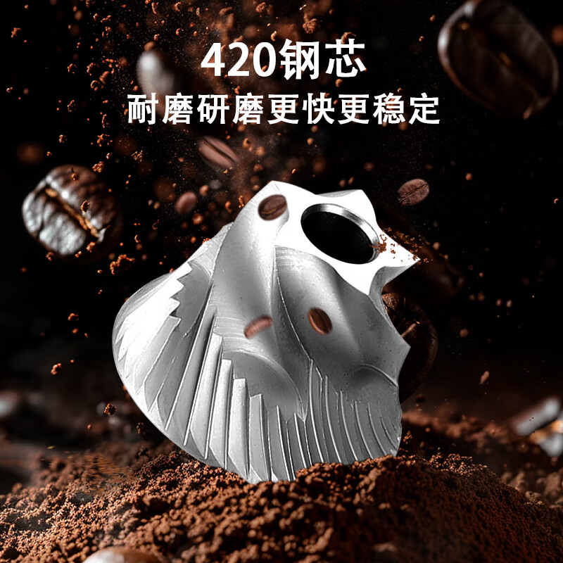 Mongdio bean grinder electric coffee bean grinder portable rechargeable steel core grinder button type externally adjustable 38-speed steel core - black