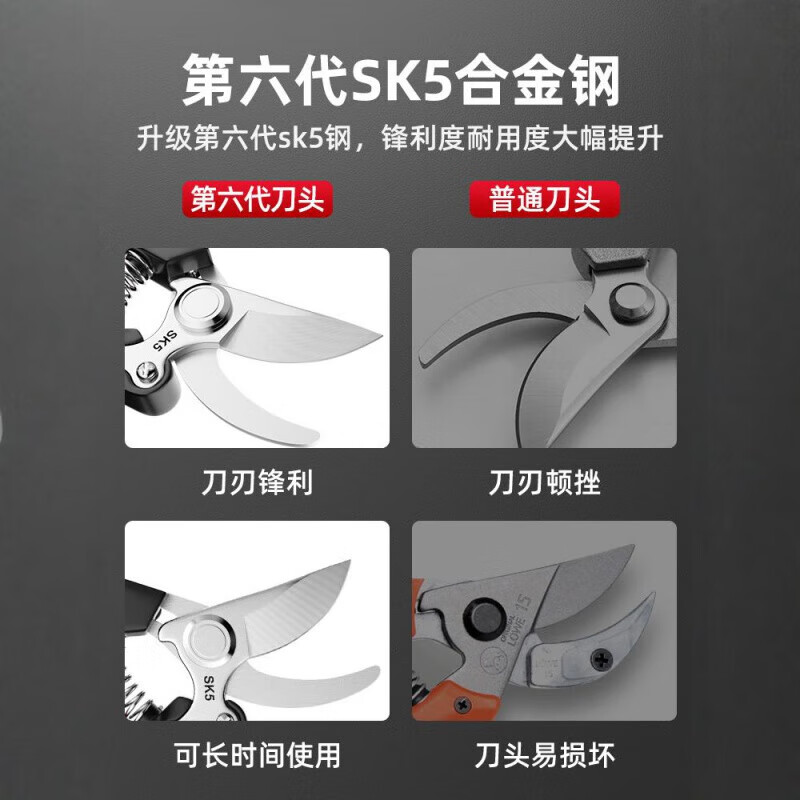 Jingyouyu German Seiko special scissors for cutting branches, gardening fruit tree pruning shears sk5 thick branch pruning labor-saving scissors garden Silver Horn King non-slip handle
