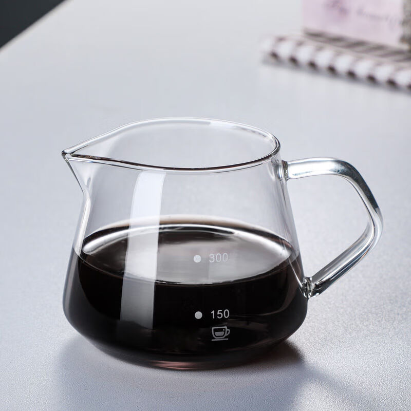 An Junsheng hand-brewed coffee pot set sharing pot drip coffee filter glass filter cup Italian-style one-piece hand-brewed funnel diamond coffee pot + large 02 wooden tray filter 600ml