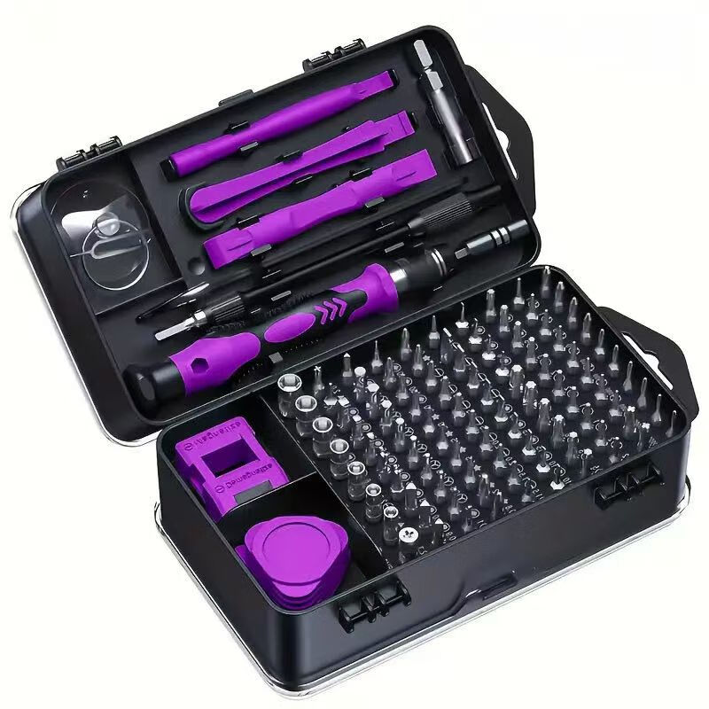 115-in-1 screwdriver, multi-function screwdriver set, home mobile phone and computer professional repair and disassembly tool 115-in-1 (purple)