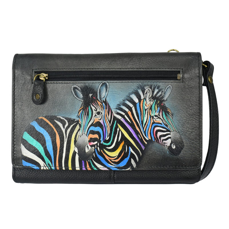 Anna by Anuschka Women's Original Leather Hand-Painted Storage Wallet, Midnight Zebra Midnight Zebra One Size