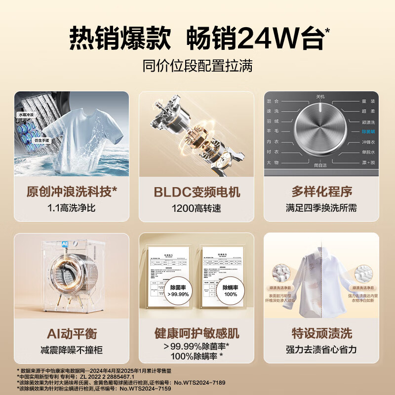 Haier drum washing machine fully automatic lazy ultra-thin household 10kg Jingdong self-operated MATE29S first-class energy-efficiency home appliance state subsidy trade-in underwear washing rental room