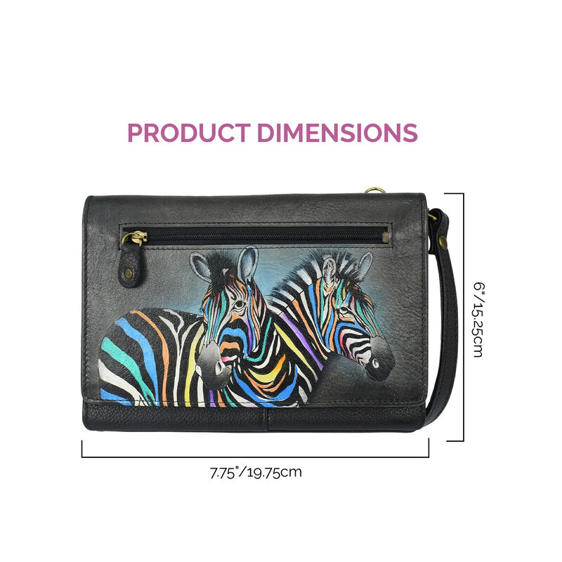 Anna by Anuschka Women's Original Leather Hand-Painted Storage Wallet, Midnight Zebra Midnight Zebra One Size