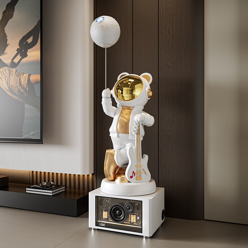 Jizhao Astronaut Astronaut Large Ornament Floor-standing Audio Living Room Ornament TV Cabinet Sofa Decoration Housewarming Gift Beige K-Song Audio 2.0 + Xiaoai Speaker + Starry Sky Lamp