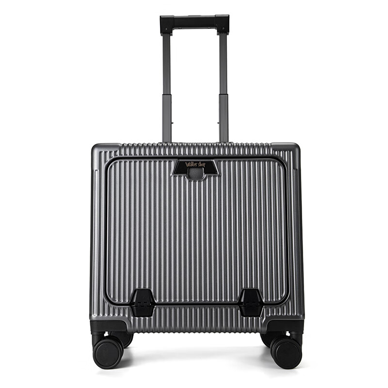 Walker Shop suitcase trolley case for men and women small coded aluminum frame large capacity suitcase small boardable dark gray 16-inch horizontal boarding case